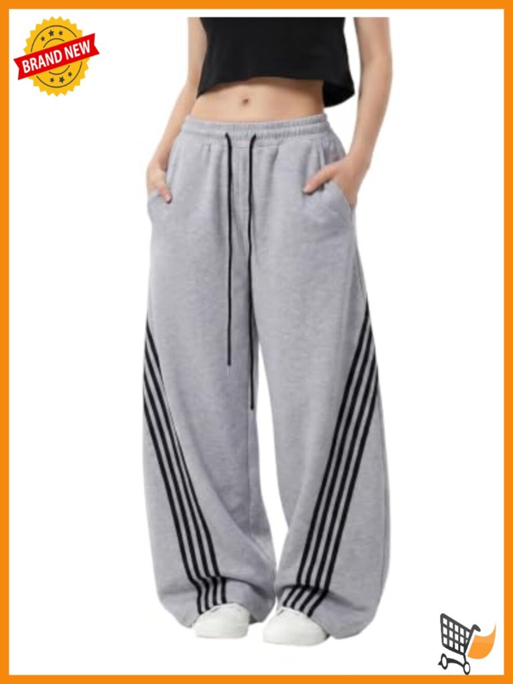 Wide Leg Sweatpants Baggy Barrel Y2K Lounge Pants High Waist Striped